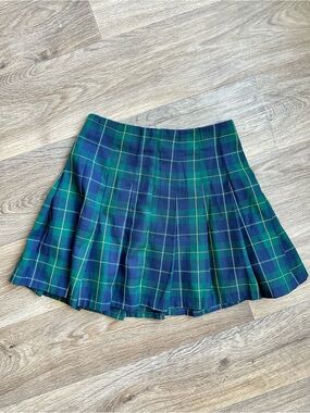 Divided by H&M Plaid Pleated Mini Skirt Women’s Size 2 Green Blue Preppy Y2K￼